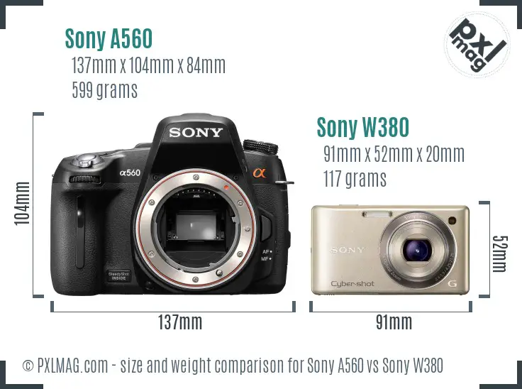 Sony A560 vs Sony W380 size comparison