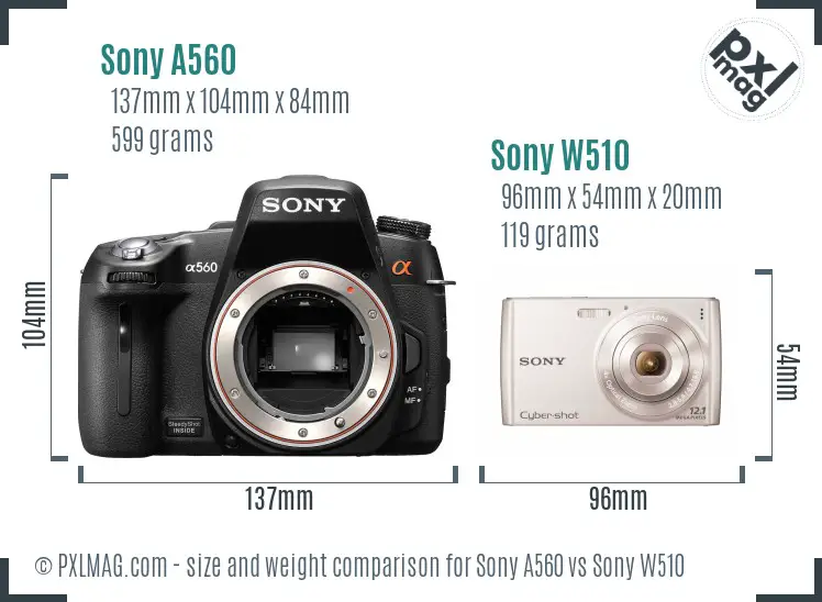 Sony A560 vs Sony W510 size comparison