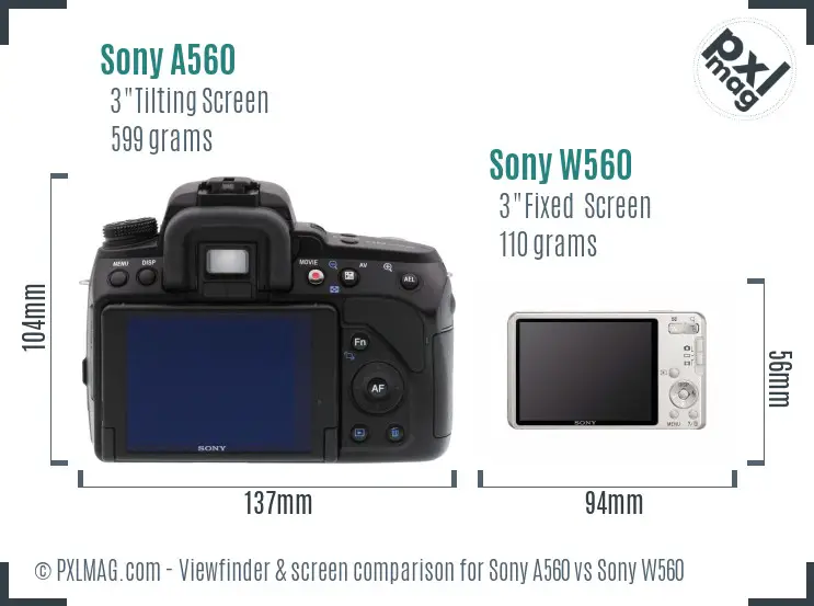 Sony A560 vs Sony W560 Screen and Viewfinder comparison