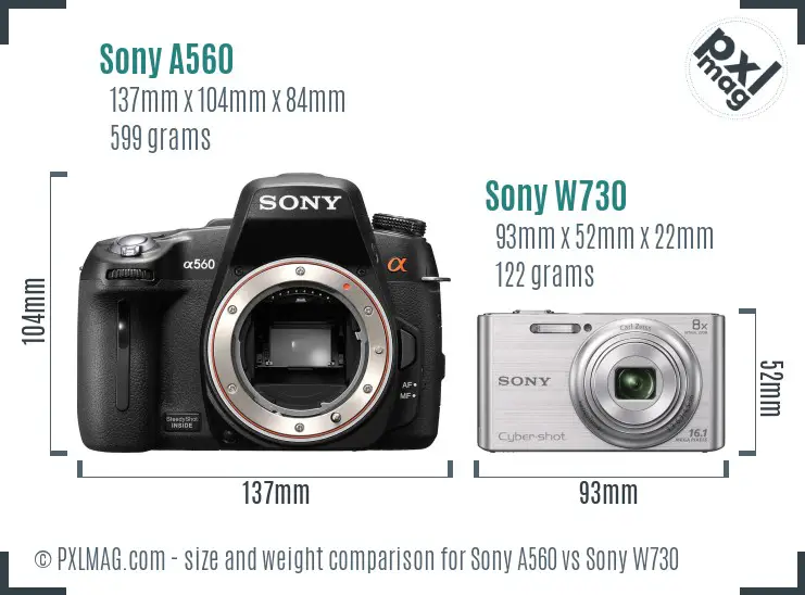 Sony A560 vs Sony W730 size comparison