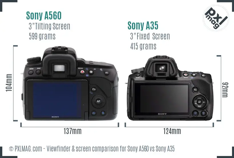 Sony A560 vs Sony A35 Screen and Viewfinder comparison