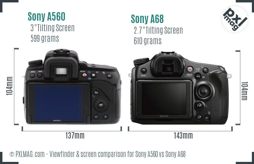 Sony A560 vs Sony A68 Screen and Viewfinder comparison