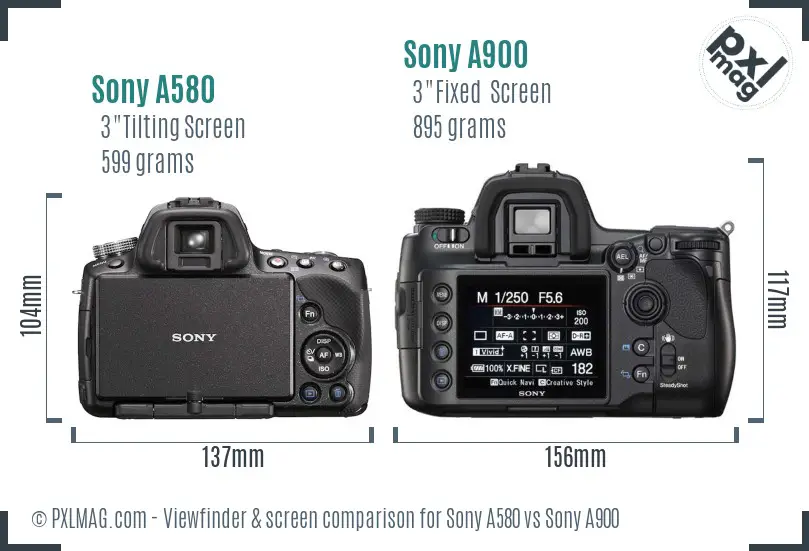 Sony A580 vs Sony A900 Screen and Viewfinder comparison