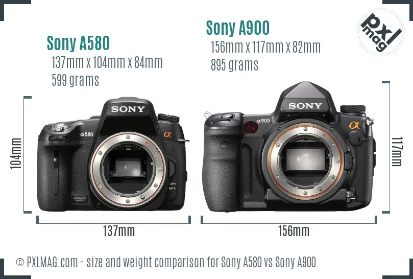 Sony A580 vs Sony A900 size comparison