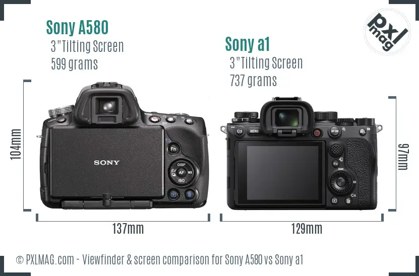 Sony A580 vs Sony a1 Screen and Viewfinder comparison