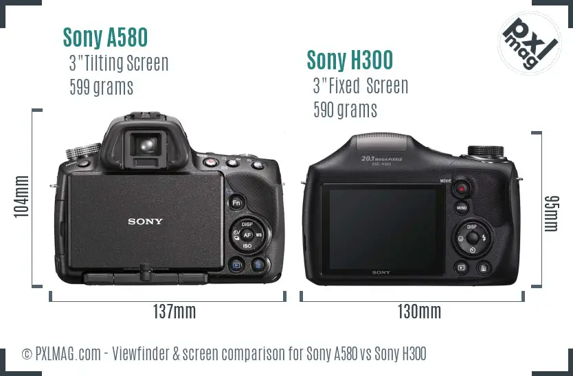 Sony A580 vs Sony H300 Screen and Viewfinder comparison