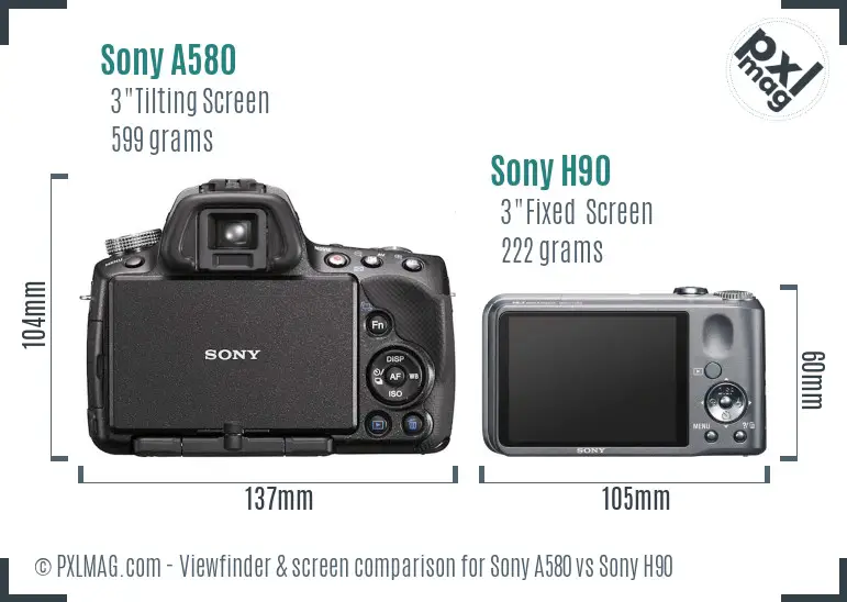 Sony A580 vs Sony H90 Screen and Viewfinder comparison