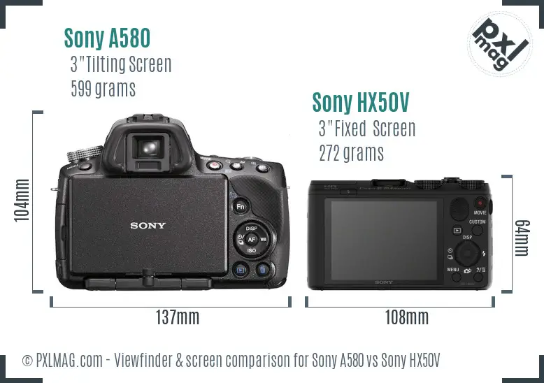 Sony A580 vs Sony HX50V Screen and Viewfinder comparison