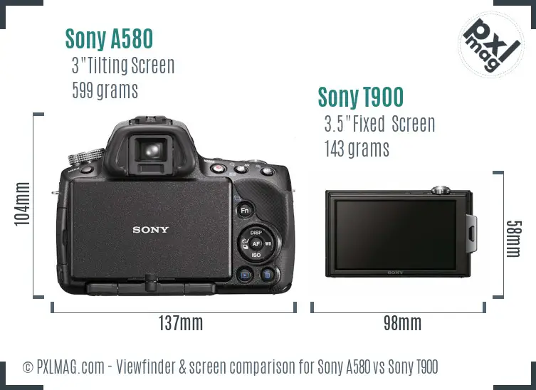Sony A580 vs Sony T900 Screen and Viewfinder comparison