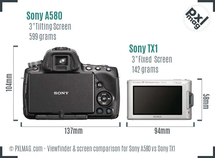 Sony A580 vs Sony TX1 Screen and Viewfinder comparison