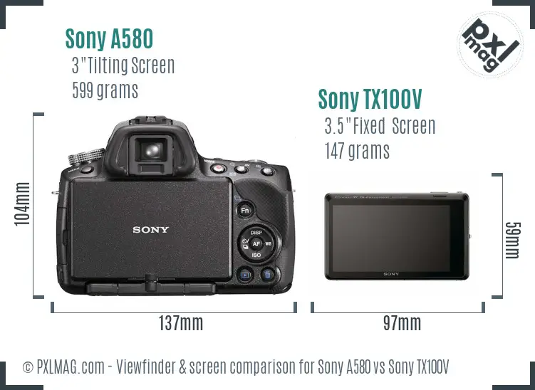 Sony A580 vs Sony TX100V Screen and Viewfinder comparison