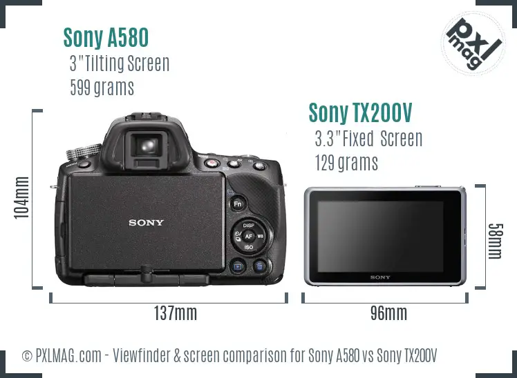 Sony A580 vs Sony TX200V Screen and Viewfinder comparison