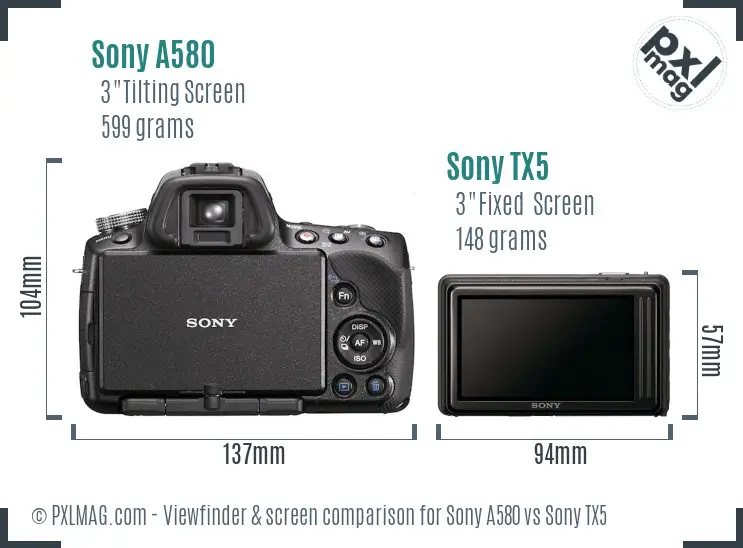 Sony A580 vs Sony TX5 Screen and Viewfinder comparison