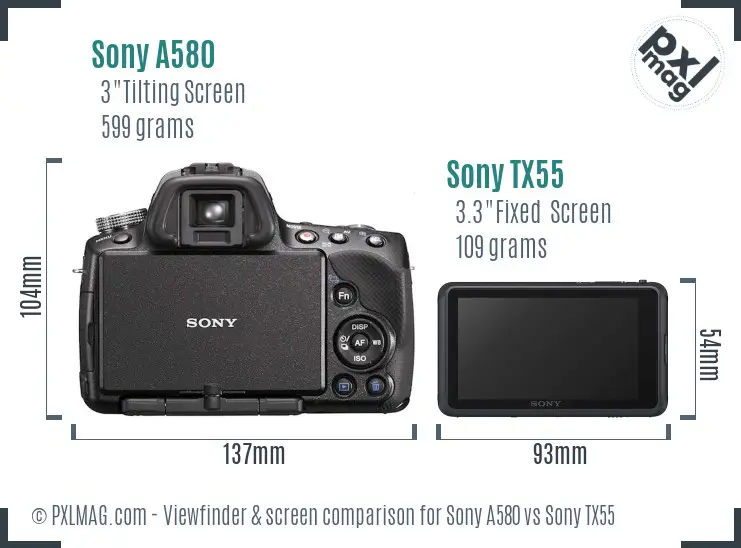 Sony A580 vs Sony TX55 Screen and Viewfinder comparison