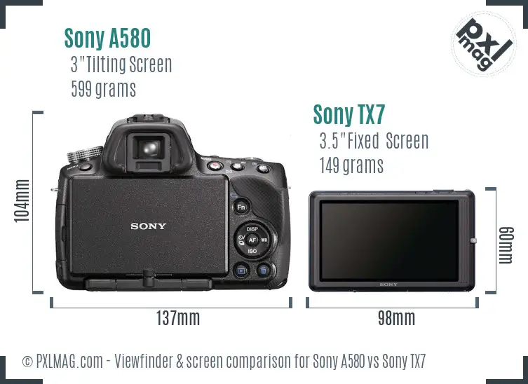 Sony A580 vs Sony TX7 Screen and Viewfinder comparison
