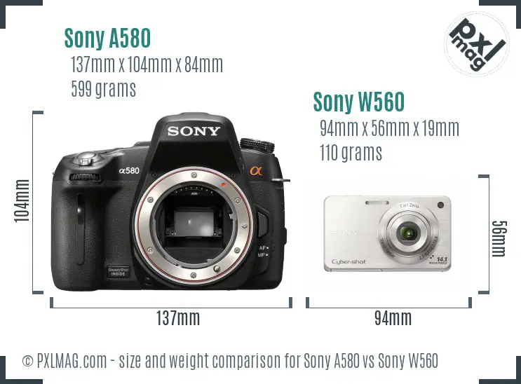 Sony A580 vs Sony W560 size comparison