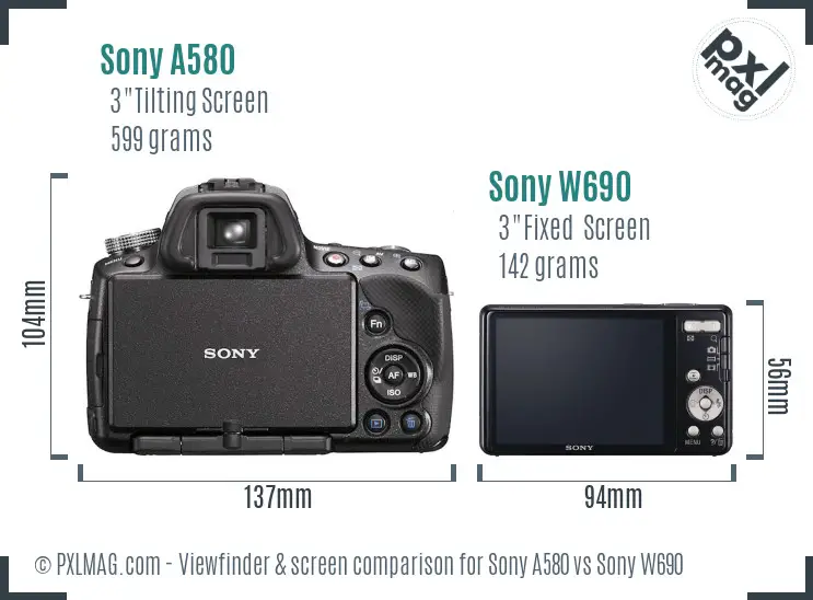 Sony A580 vs Sony W690 Screen and Viewfinder comparison