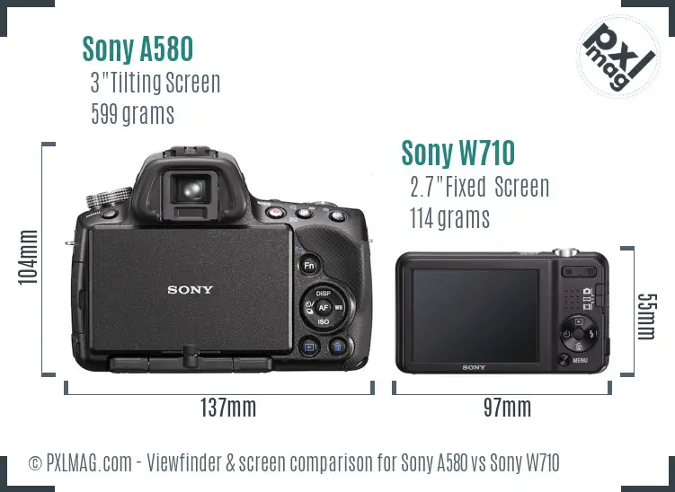 Sony A580 vs Sony W710 Screen and Viewfinder comparison