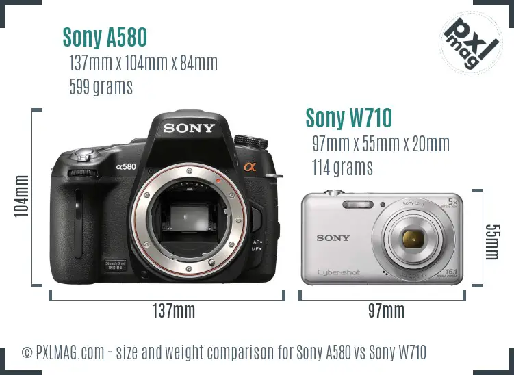 Sony A580 vs Sony W710 size comparison