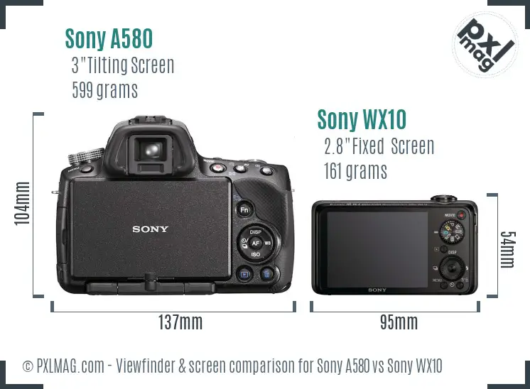 Sony A580 vs Sony WX10 Screen and Viewfinder comparison