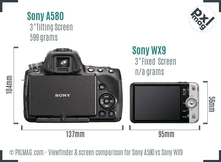 Sony A580 vs Sony WX9 Screen and Viewfinder comparison