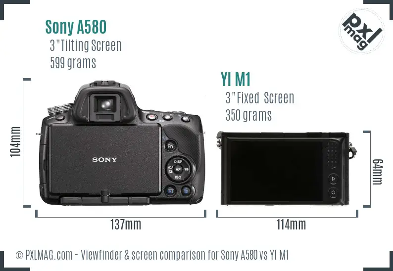 Sony A580 vs YI M1 Screen and Viewfinder comparison