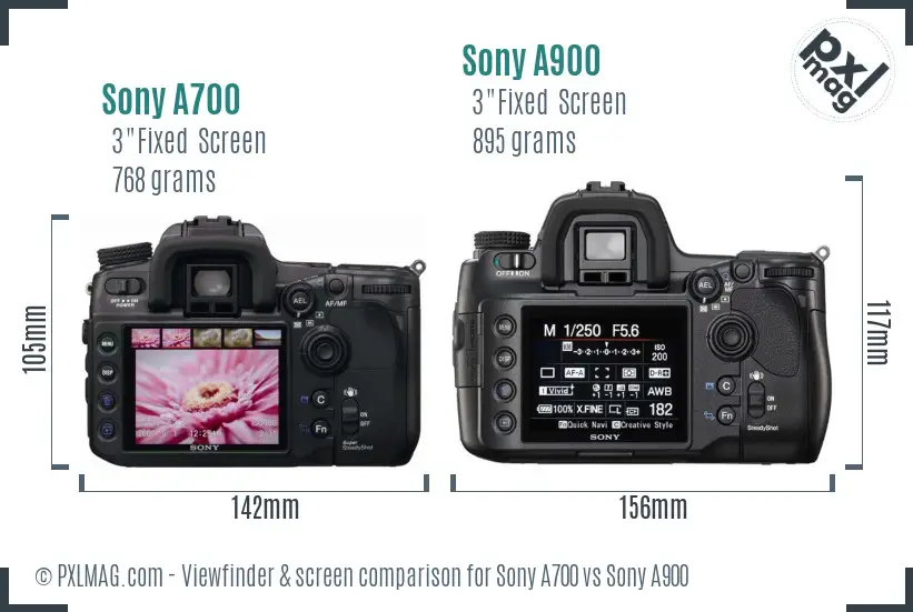 Sony A700 vs Sony A900 Screen and Viewfinder comparison