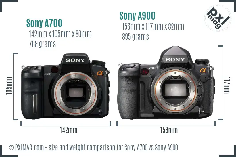 Sony A700 vs Sony A900 size comparison