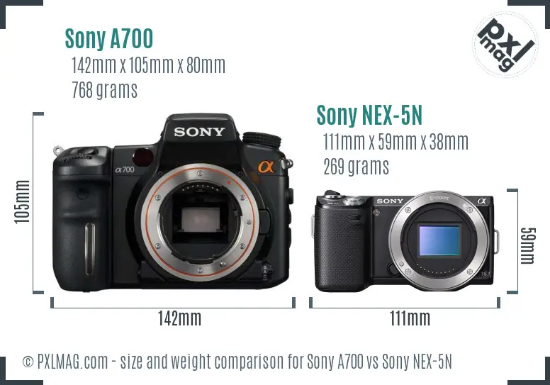Sony A700 vs Sony NEX-5N size comparison