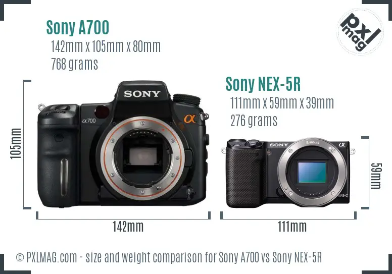 Sony A700 vs Sony NEX-5R size comparison