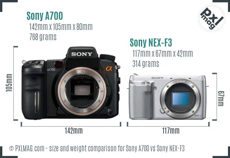 Sony A700 vs Sony NEX-F3 size comparison