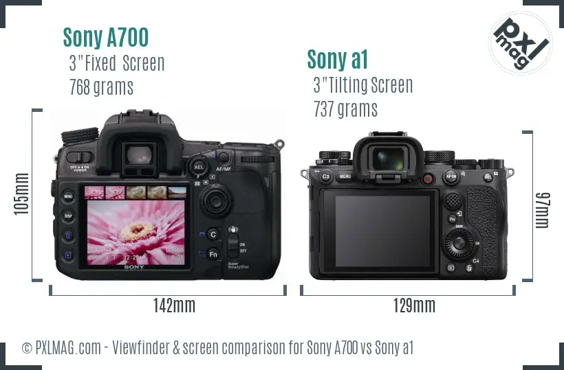 Sony A700 vs Sony a1 Screen and Viewfinder comparison