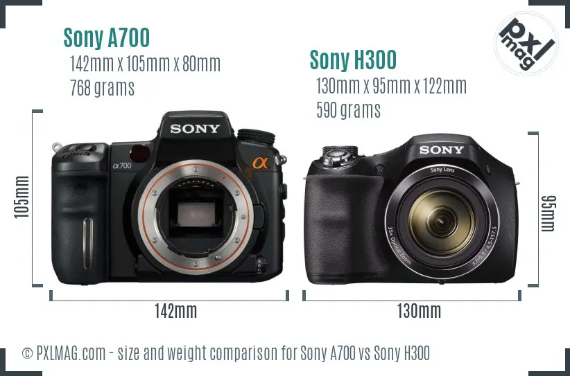 Sony A700 vs Sony H300 size comparison