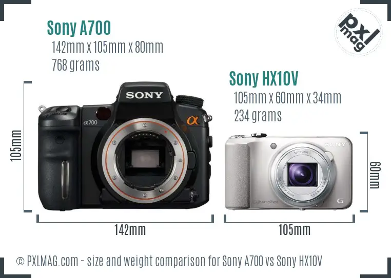 Sony A700 vs Sony HX10V size comparison