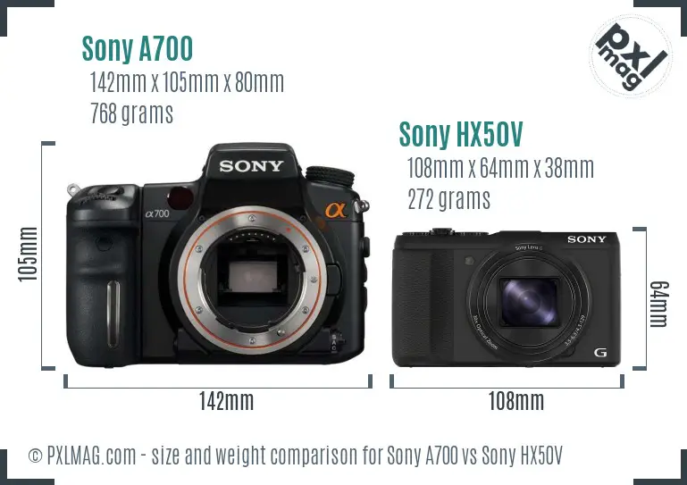 Sony A700 vs Sony HX50V size comparison