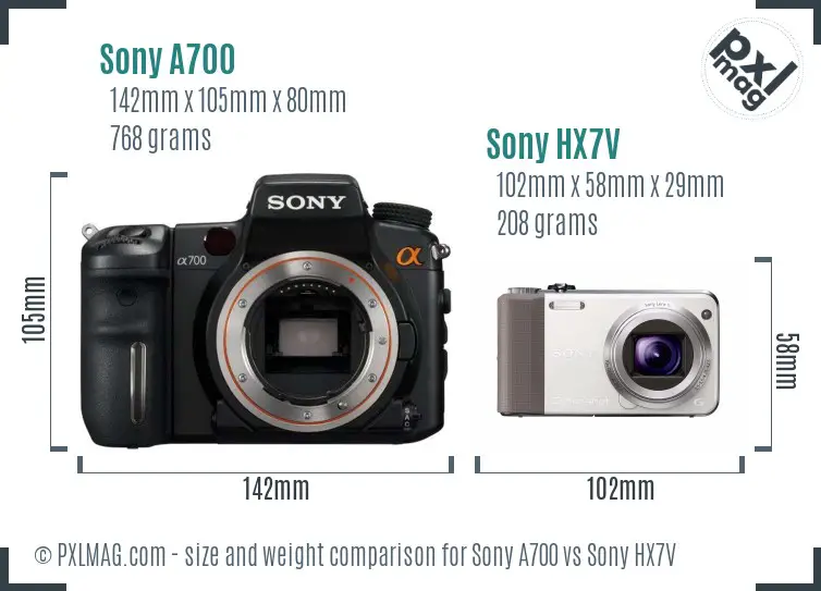 Sony A700 vs Sony HX7V size comparison