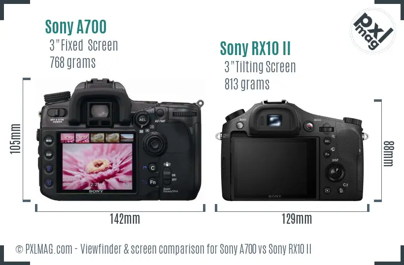 Sony A700 vs Sony RX10 II Screen and Viewfinder comparison