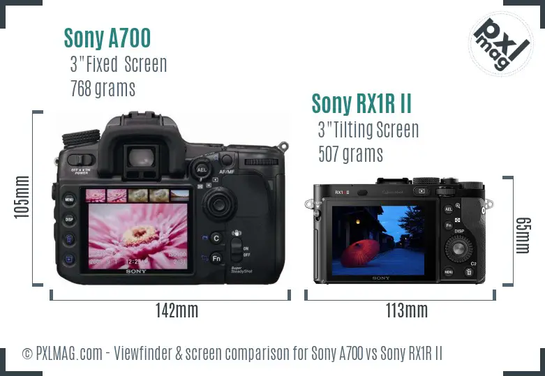 Sony A700 vs Sony RX1R II Screen and Viewfinder comparison