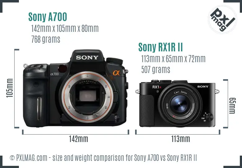 Sony A700 vs Sony RX1R II size comparison