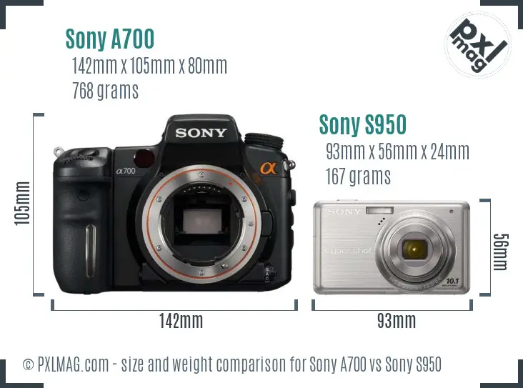Sony A700 vs Sony S950 size comparison