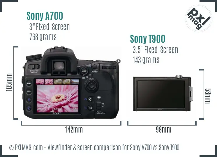 Sony A700 vs Sony T900 Screen and Viewfinder comparison
