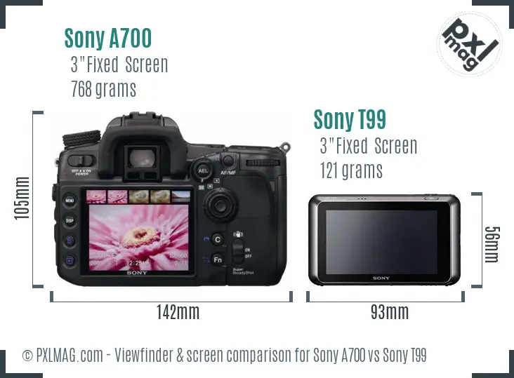 Sony A700 vs Sony T99 Screen and Viewfinder comparison