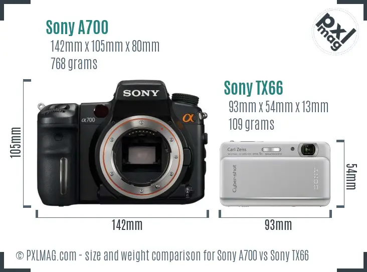 Sony A700 vs Sony TX66 size comparison