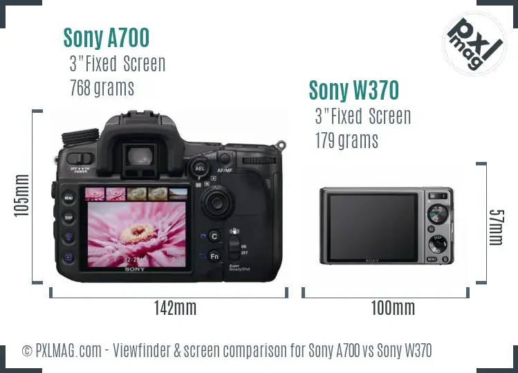 Sony A700 vs Sony W370 Screen and Viewfinder comparison