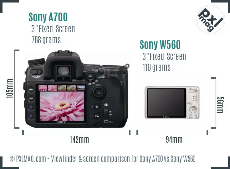 Sony A700 vs Sony W560 Screen and Viewfinder comparison
