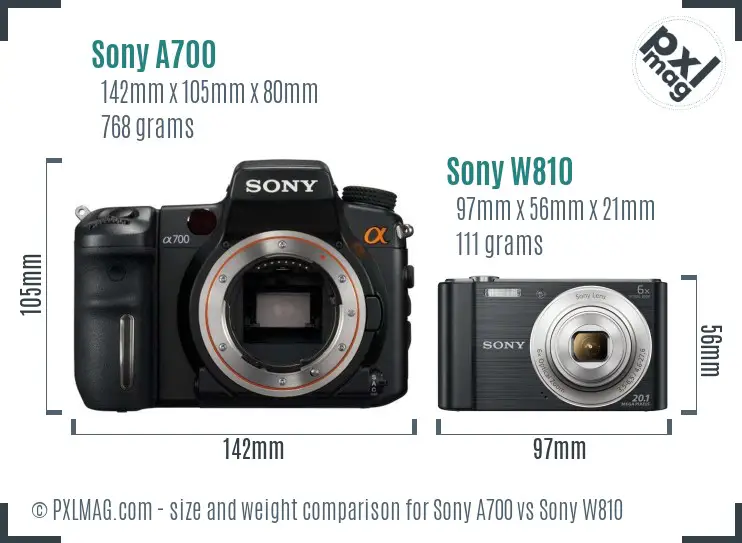 Sony A700 vs Sony W810 size comparison