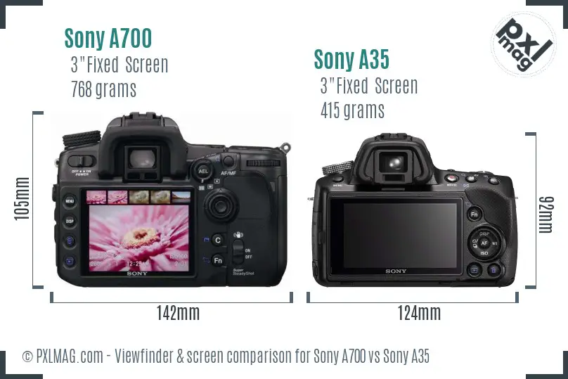 Sony A700 vs Sony A35 Screen and Viewfinder comparison
