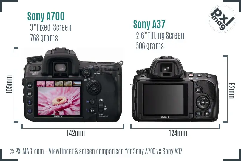 Sony A700 vs Sony A37 Screen and Viewfinder comparison