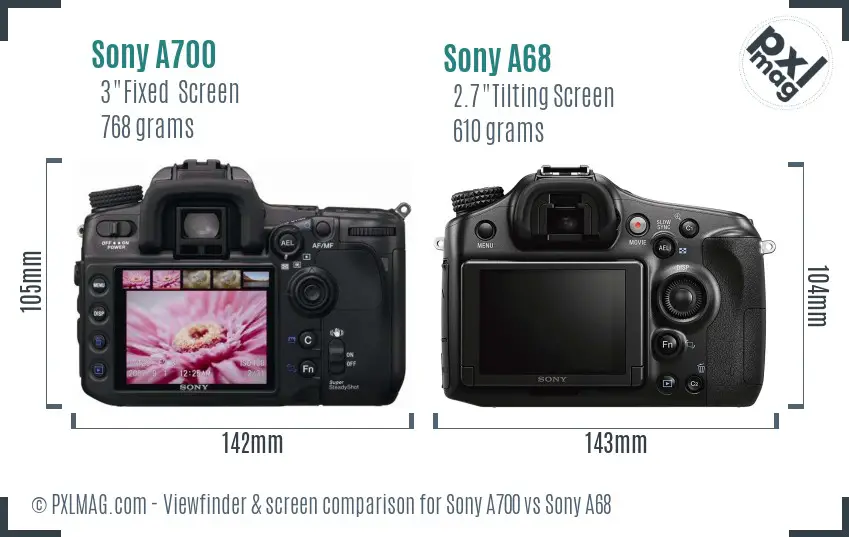 Sony A700 vs Sony A68 Screen and Viewfinder comparison