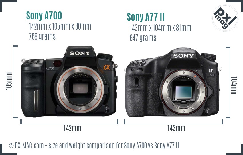 Sony A700 vs Sony A77 II size comparison